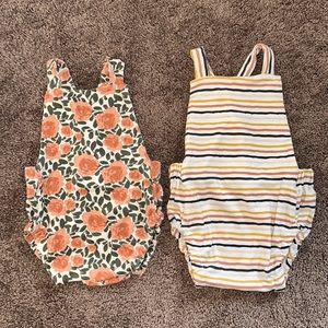 Rose & striped small shop coordinating romper twin set!